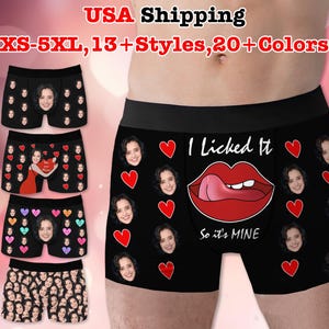 Custom Valentine's Day Boxer Briefs for Men, Personalized Photo Gift for Boyfriend/Husband,Face Underwear, Anniversary/Birthday Gift for Him