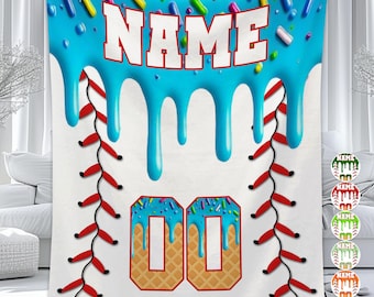 Custom Baseball Drip Blanket, Personalized Sports Gift