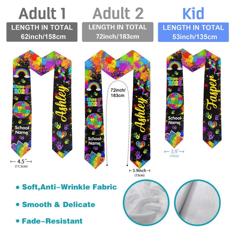Personalized Autism Graduation Stole, Class of 2026 Neurodiversity ...