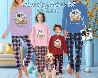 Personalized Easter Bunny Pajama Set, Matching Family PJs