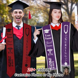 Graduation Gift for Her Him, Custom Nursing Stole,Personalized RN Sash Nursing Stole Class of 2025,Nursing Graduation,Personalized Grad Sash