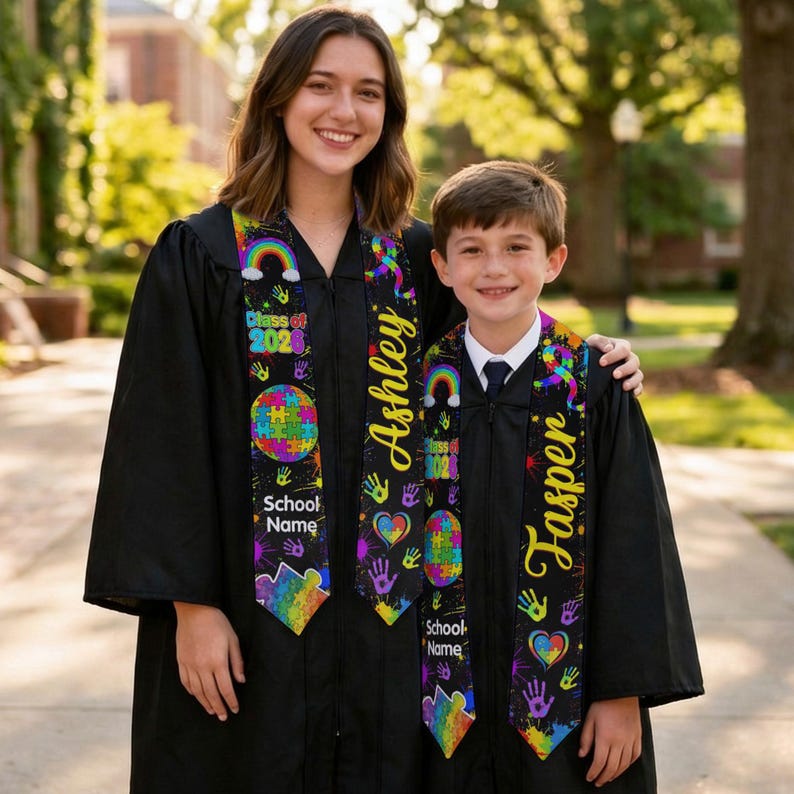 Personalized Autism Graduation Stole, Class of 2026 Neurodiversity ...