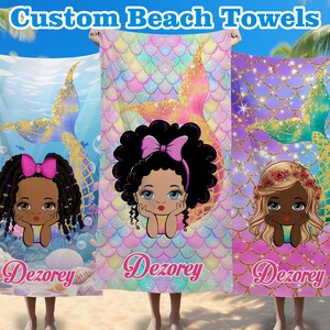 Mermaid Personalized Kids Poncho Towel For Beach & Pool