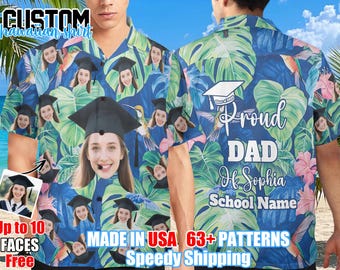 Personalized Graduation Hawaiian Shirt w Face: Class of 2025