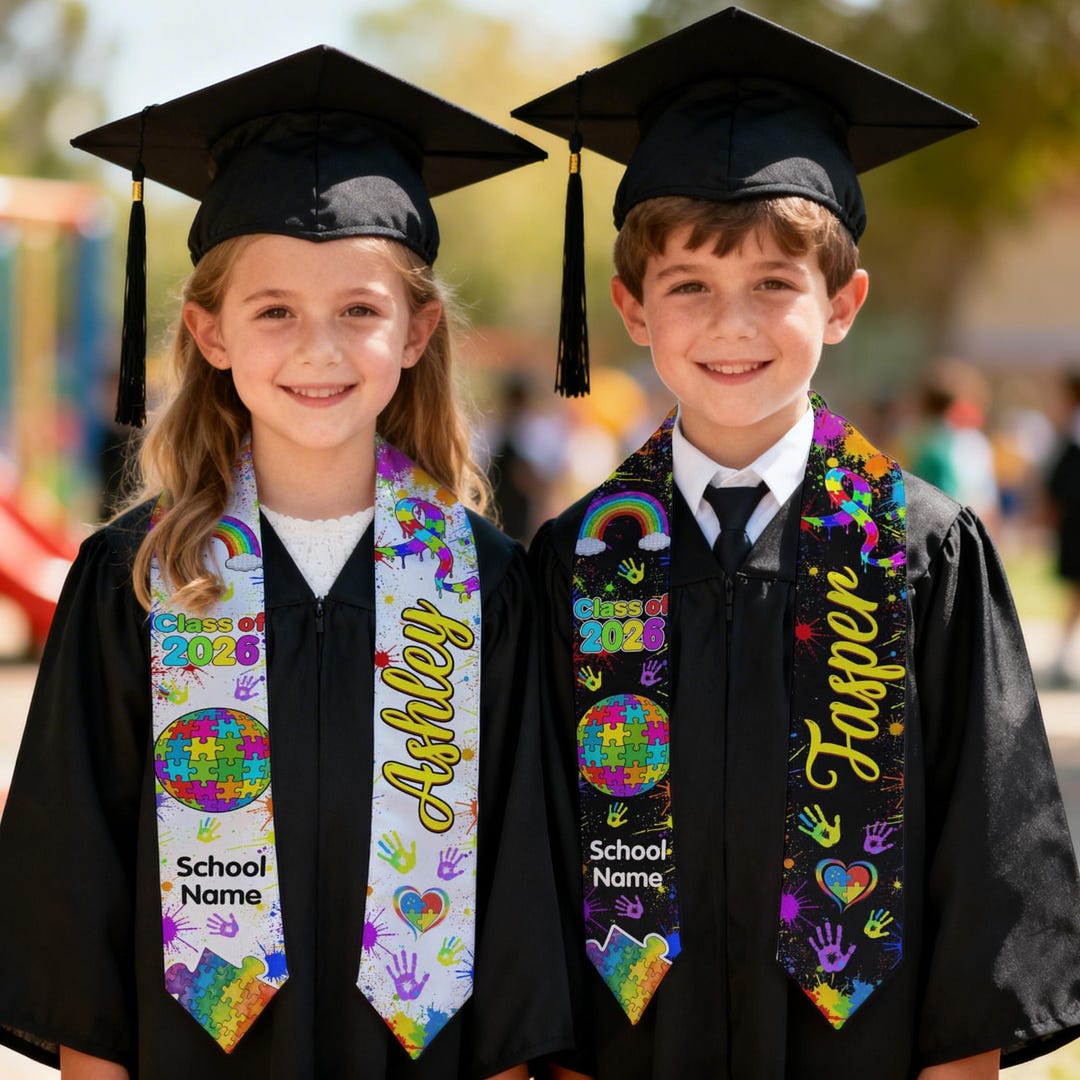 Personalized Autism Graduation Stole, Class of 2026 Neurodiversity ...