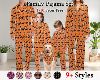 Custom Family Halloween Pajamas Set with Photo, Matching Fall PJs
