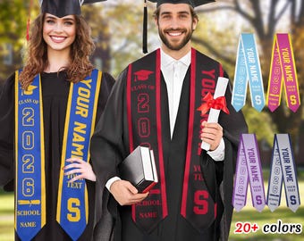 Personalized Graduation Stole 2026, Custom Text Grad Sash