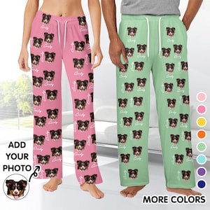 Custom Pet Face Pajama Pants Using Pet Photo Name Personalized Pet Pajamas, Custom Dog Cat Pajama Pants For Pet Lover Dog Dad Dog Mom Gift