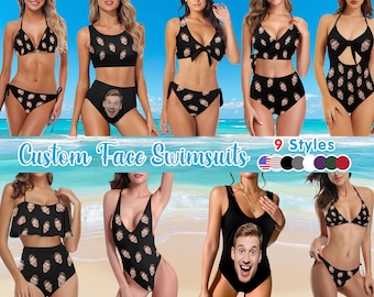 Custom Face Swimsuit: Personalized Photo Bikini, Bachelorette Party Swimwear