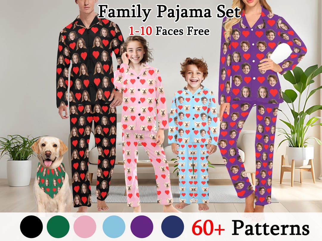 Custom Face Pajama Set,personalzed Photo Pajamas,men Women Kds
