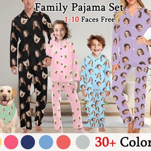 Custom Face Pajama Sets, Personalized Face Pajamas, Men Women Boys Girls Long Pajamas, Party Pj Birthday Christmas Gifts for Family Lover