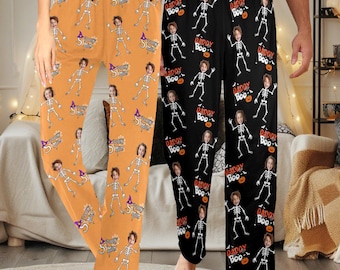 Custom Face Pajama Pants: Spooky Halloween Matching Sleepwear