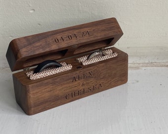 Personalized 3 Slots Ring Box - Engraved Ring Box, Triple Ring Box, Custom Ring Box, Ring Bearer Box for Wedding, Anniversary Ring Box