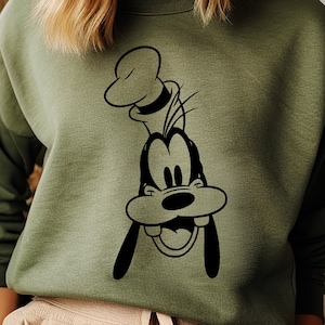 Goofy Face SVG, simple outline design, perfect for T-shirts, Cricut crafts, Disney fan projects, DIY apparel, unique cartoon SVG, disney