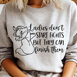 ディズニー アリストキャット、「Ladies Don't Start Fights」SVG、猫 SVG、インスタントダウンロード、印刷可能なデザイン、Cricut 用、ビニールカットファイル、面白い SVG