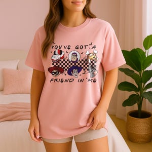 Spooky Friendship Crew PNG, Cute Halloween Friends Shirt Design, Checkerboard Cartoon Sublimation and DTF File