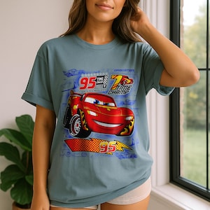Disney Cars Shirt Design PNG, Lightning McQueen Printable for Sublimation or DTF, Kids Birthday Shirt Digital Download, Digital Clipart