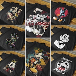 Mickey and Minnie Mouse DTF Bundle, Disney Halftone Print PNG, High-Quality Sublimation, Digital Download for Shirts & More