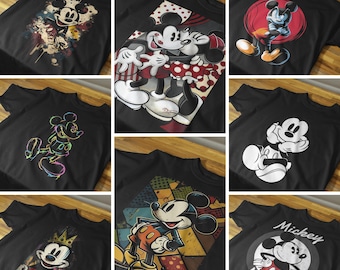 Mickey and Minnie Mouse DTF Bundle, Disney Halftone Print PNG, High-Quality Sublimation, Digital Download for Shirts & More