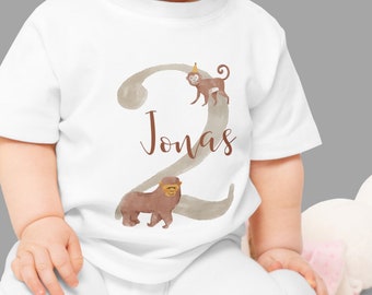 Camisa de cumpleaños Mono Gorila - Personalizado - Camiseta - Cumpleaños - Niño - Niña - Regalo - Traje de Cumpleaños - Animales Salvajes