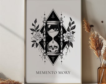 Memento mori artwork, artistic poster, philosophical Wall Decor, memento, stoic philosophy, Marcus Aurelius, skeletal motif, ancient