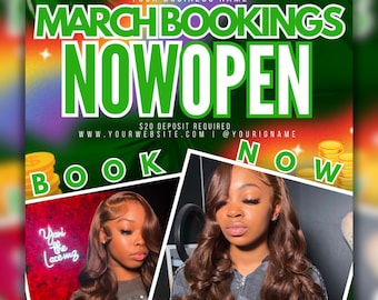March Bookings Open Flyer, March Flyer, St.Patricks Day Flyer, Editable Flyer Template, Hair Lashes Nails MUA Flyer