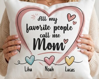 Personalisierter Kissenbezug mit Kindernamen, Muttertagsgeschenk, individuelles Geschenk für Mama, Kissenbezug zum Muttertag, Kissen mit Familiennamen, ohne Füllung