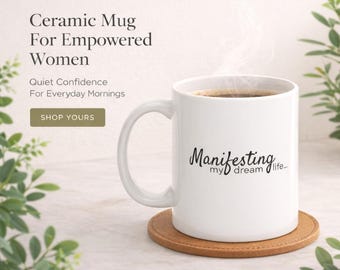 Manifesting My Best Life Mug | Empowered Woman Ceramic Coffee Cup | Motivational Gift for Her 11oz 15oz