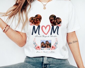 Personalisiertes T-Shirt mit Mama-Foto, Familien-T-Shirt mit individuellem Bild, Muttertagsgeschenk, T-Shirt mit Familiennamen, Geschenk für Mama