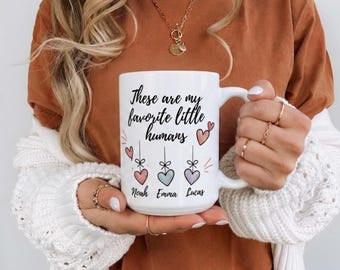 Personalisierte Mama-Tasse mit den Namen der Kinder, individuelle Familien-Kaffeetasse, „Das sind meine Lieblingskinder“, Geschenk für Mama, Geschenk zum Muttertag