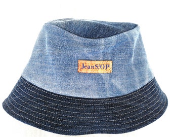 Chapeau de pêche, pièce unique, upcycling, bucket hat, chapeau de soleil, chapeau, jeans, chapeau d'été