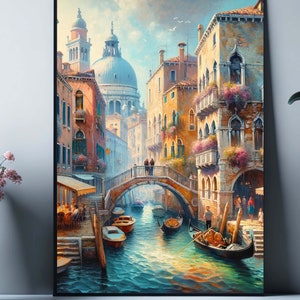 Italy Venice City Landscape, Venice oil painting,Venice Painting,Venice Print, Italian painting,Venice art print, Italy wall art, Venice