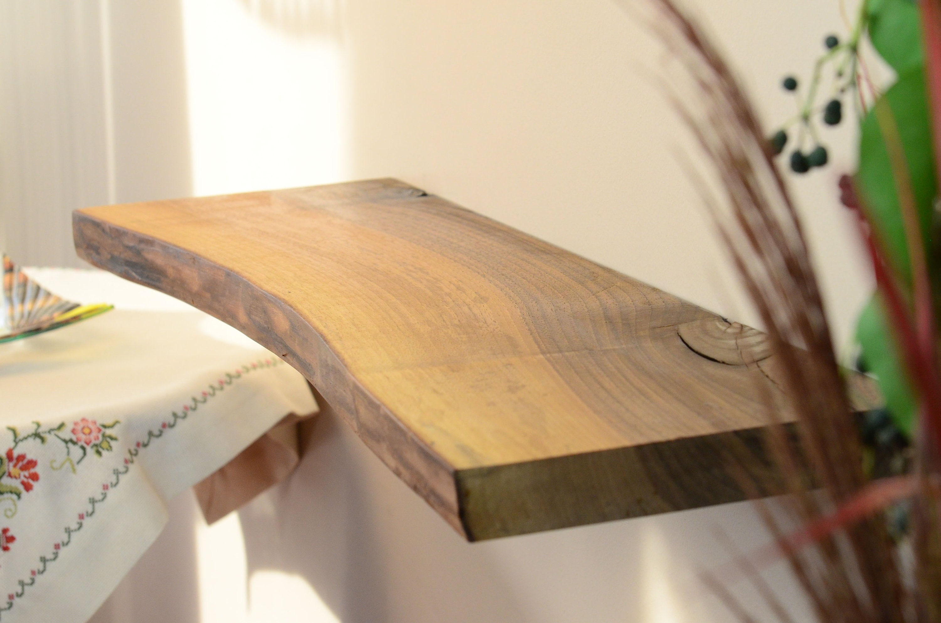 Floating Walnut Console Tables 
