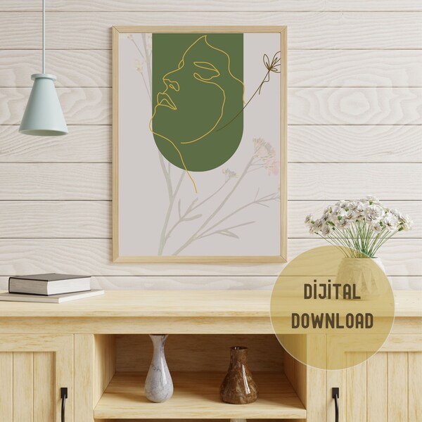 Abstract Women Silhouette,Boho Women Canvas,Minimal Women Art Print,Modern Gallery Wall Art