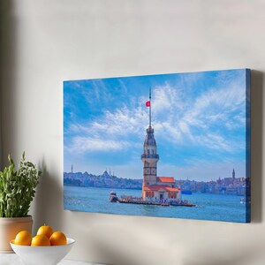 Maiden&#39;S Tower Decorative Canvas Art, Housewarming Gift Framed Canvas Wall Art, Gift for Home Decor, Regional Canvas Wall Decor