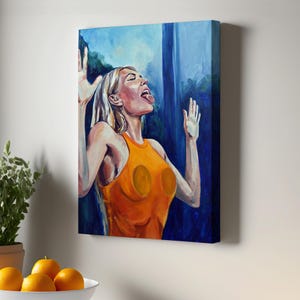Sexy Woman Licking Glass Canvas Painting, Housewarming Gifts, Framed Canvas Wall Art, Nü Modern Wall Decor, Nü Canvas Print