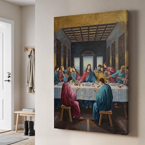 Last Supper Canvas Wall Art, Classic Christian Painting Print, Faith Inspired Decor, Religious Gift For Prayer Room Or Elegant Living Spaces