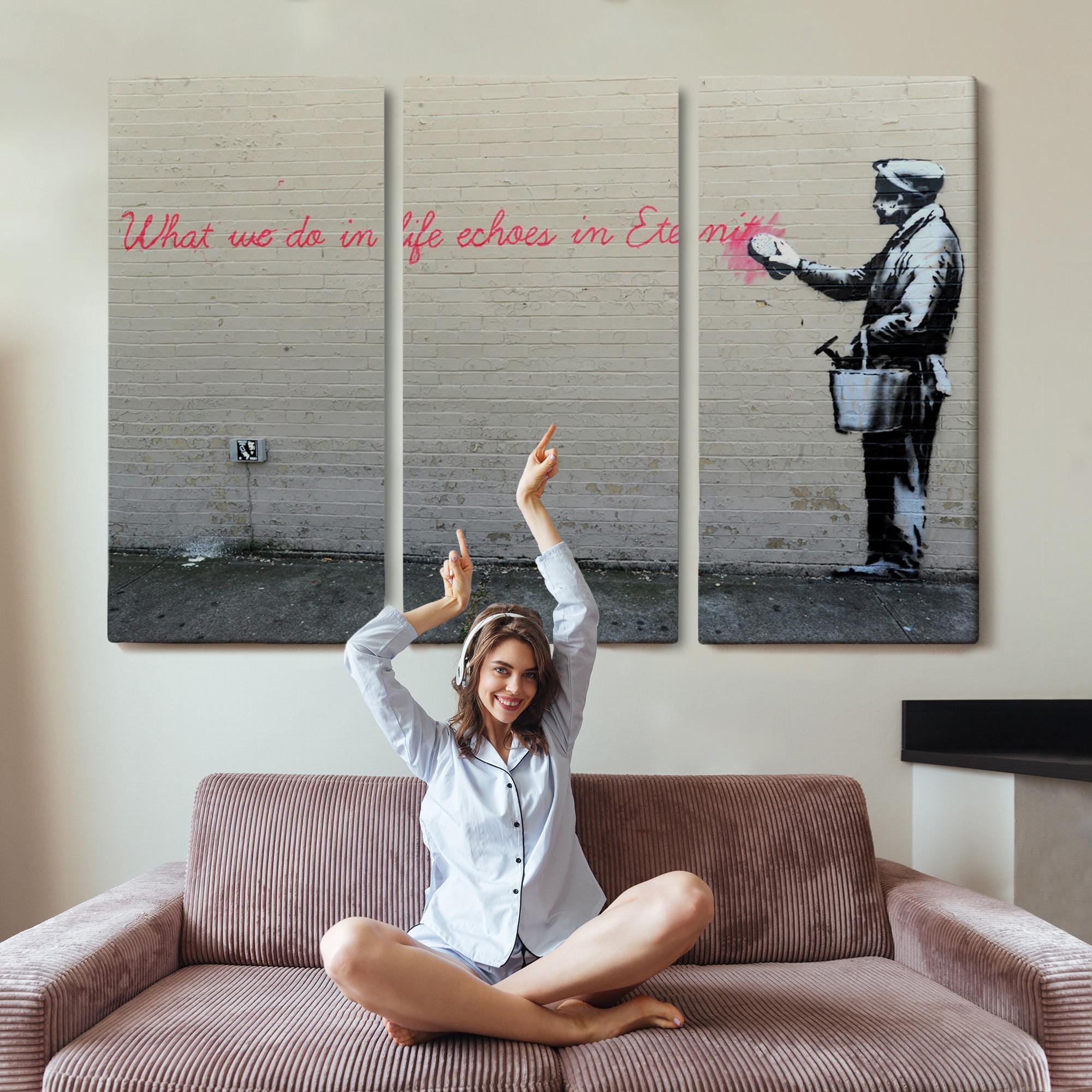 Banksy What We Do In Life Echoes In Eternity Painting By Ian Zoe - Fine - Foto 9