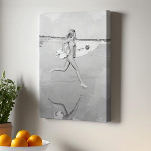Naked Surfer Woman Canvas Painting, Nü Canvas Wall Art, Nü Canvas Print, Nü Modern Wall Decor, Framed Canvas Wall Art, Large Wall Art