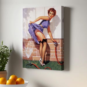 Decorative Wall Art Of A Sexy Woman İn The Garden, Large Wall Art, Nü Canvas Print, Framed Canvas Wall Art, Nü Modern Wall Decor