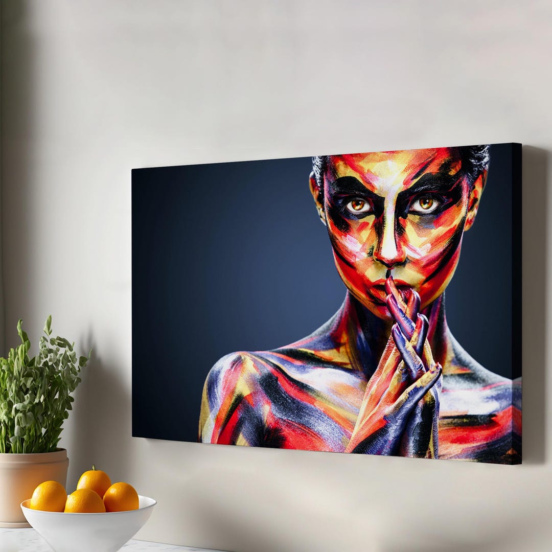 Beautiful Girl Portrait Oil Painting Look Decorative Canvas Wall Art ...