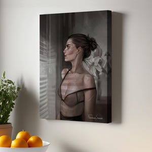Beautiful Woman Looking Out The Window Canvas Painting, Nü Canvas Wall Art, Nü Canvas Print, Nü Modern Wall Decor, Housewarming Gifts
