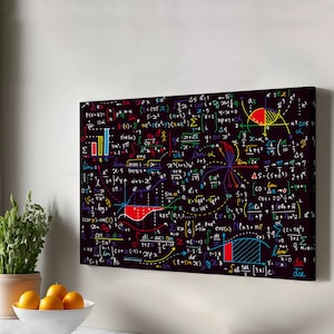 Canvas Painting With Mathematical Formulas / Gift For Teachers, Students, Canvas Room Decor,  Classic Canvas Art,  Large Wall Hanging