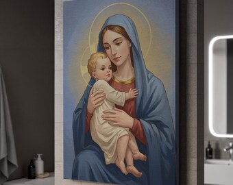 聖母マリアと幼子イエスのキャンバスアート、聖なる母性の絵画