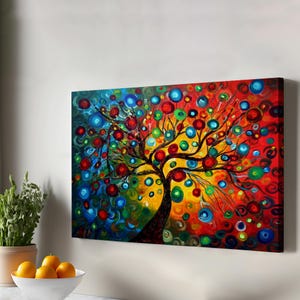 Surreal Symphony of Colors on the Tree Art, Large Wall Art