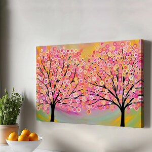 Surreal Symphony Of Colors In The Tree, Abstract Canvas Wall Art, Framed Canvas Wall Art, Abstract Modern Wall Decor, Abstract Canvas Print