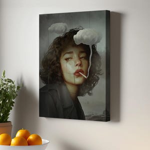 Surreal Artworks Cloud And Smoke Canvas Painting, Surreal Canvas Print, Framed Canvas Wall Art, Surreal Modern Wall Decor, Large Wall Art