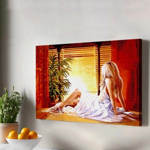 Woman By The Wındow, Housewarming Gifts, Framed Canvas Wall Art, Nü Canvas Wall Art, Nü Modern Wall Decor, Nü Canvas Print