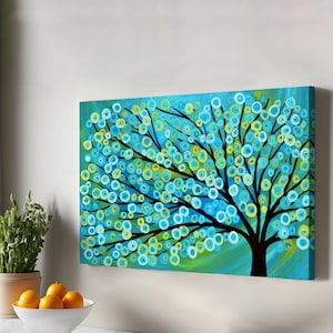 Surreal Symphony Of Colors In The Tree, Abstract Modern Wall Decor, Framed Canvas Wall Art, Large Wall Art, Abstract Canvas Wall Art