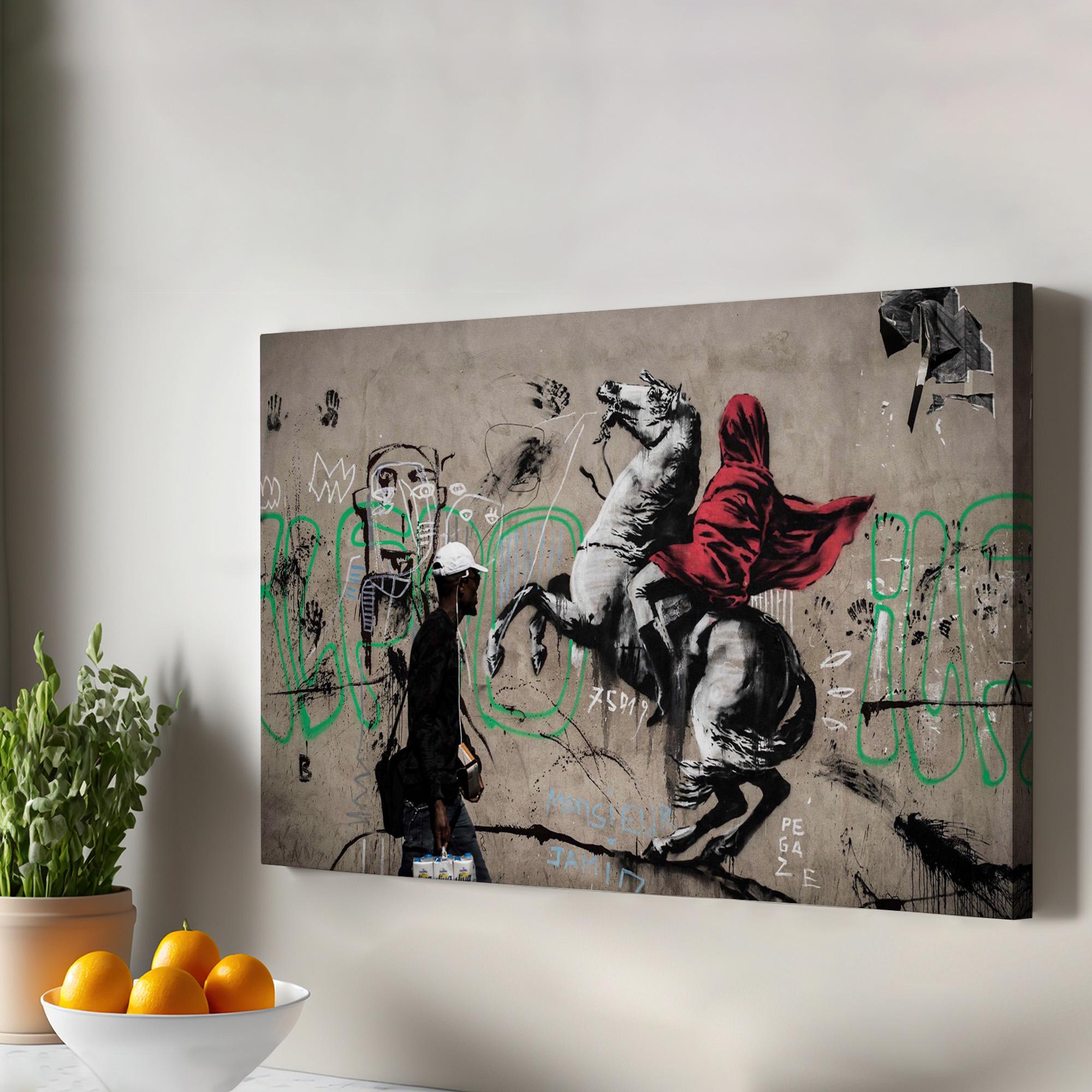 Banksy's Napoleon Passing the Alps Canvas Painting, Street Canvas